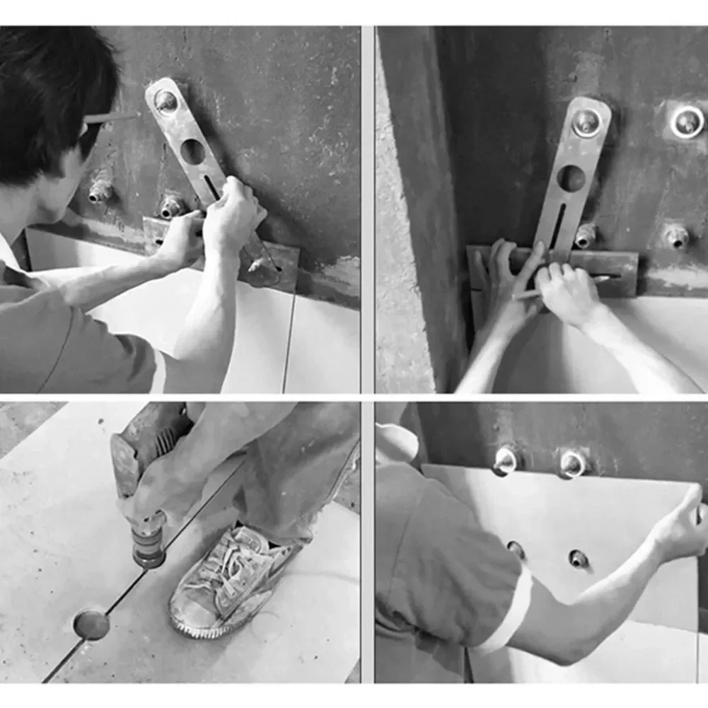 Multi-Functional Stainless Steel Ceramic Tile Hole Locator Ruler Adjustable Punching Hand Tool House Decorated Work 1pc tile hole locator