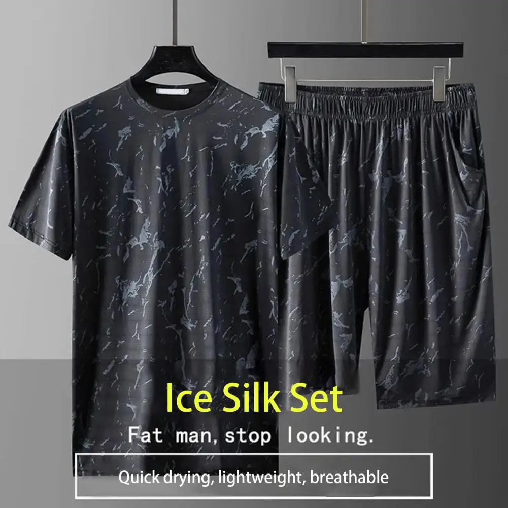 

2 Pcs/Set Men Summer Tracksuit Breathable Quick Dry Sleeveless Sportswear Loose Running Gym Men T-shirt Shorts Set Male Clothes