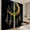 2Pcs Boho Moon Curtain Celestial Star Galaxy Starry Sky Tarot Dreamcatcher Curtains Suitable For Bedroom Living Room Dining Room 3
