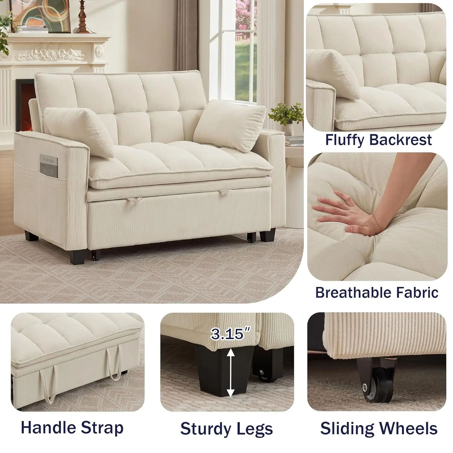 3 in 1 Sleeper Sofa 4