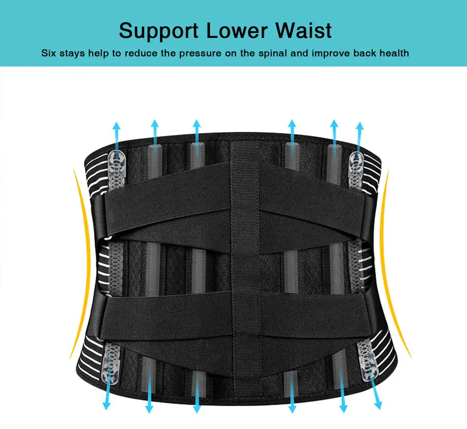 FREETOO Back Brace for Men Lower Back Pain with 7 Metal Stays, for