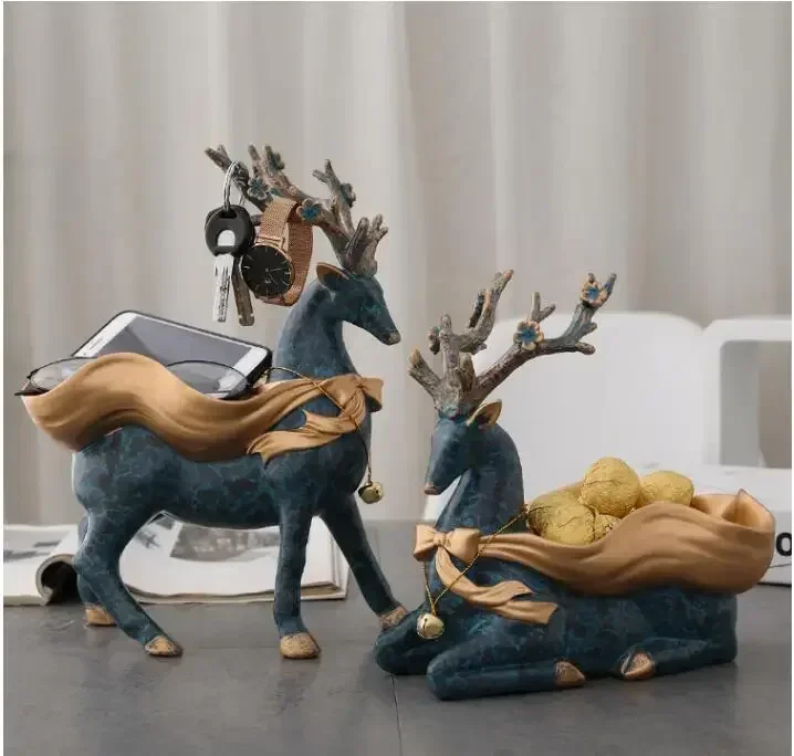 Resina Europea Lucky Deer Key Candy Storage Box Ornamenti Casa Soggiorno Tavolo Arredamento Artigianato Hotel Figurine Decorazione Arte