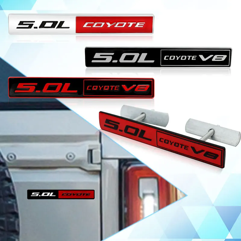 1 Pz Carrozzeria Posteriore Tronco 5.0L Coyote V8 Logo Auto Griglia Anteriore Distintivo Tronco Posteriore Emblema Adesivo Per Ford Mustang Shelby V8 