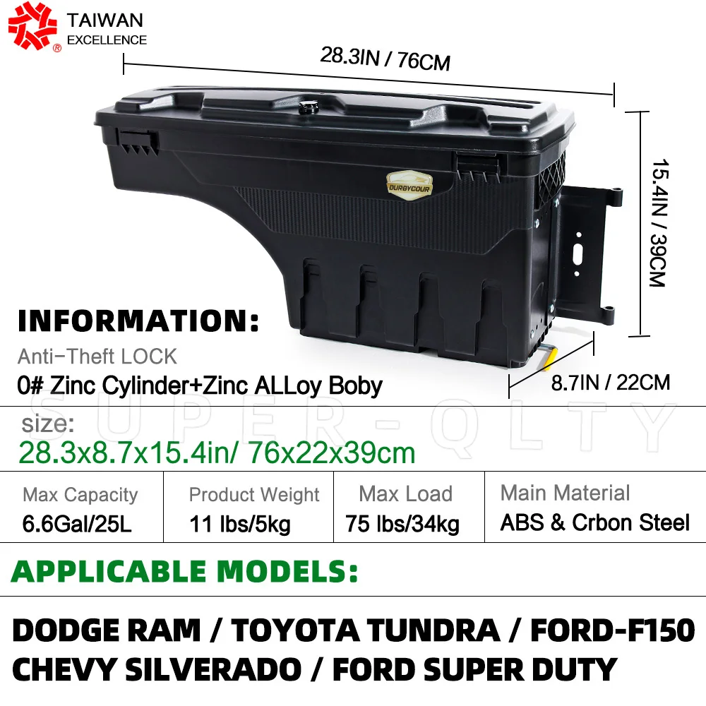 Truck Storage Box Pickup Toolbox With Lock For Toyota, 56 OFF