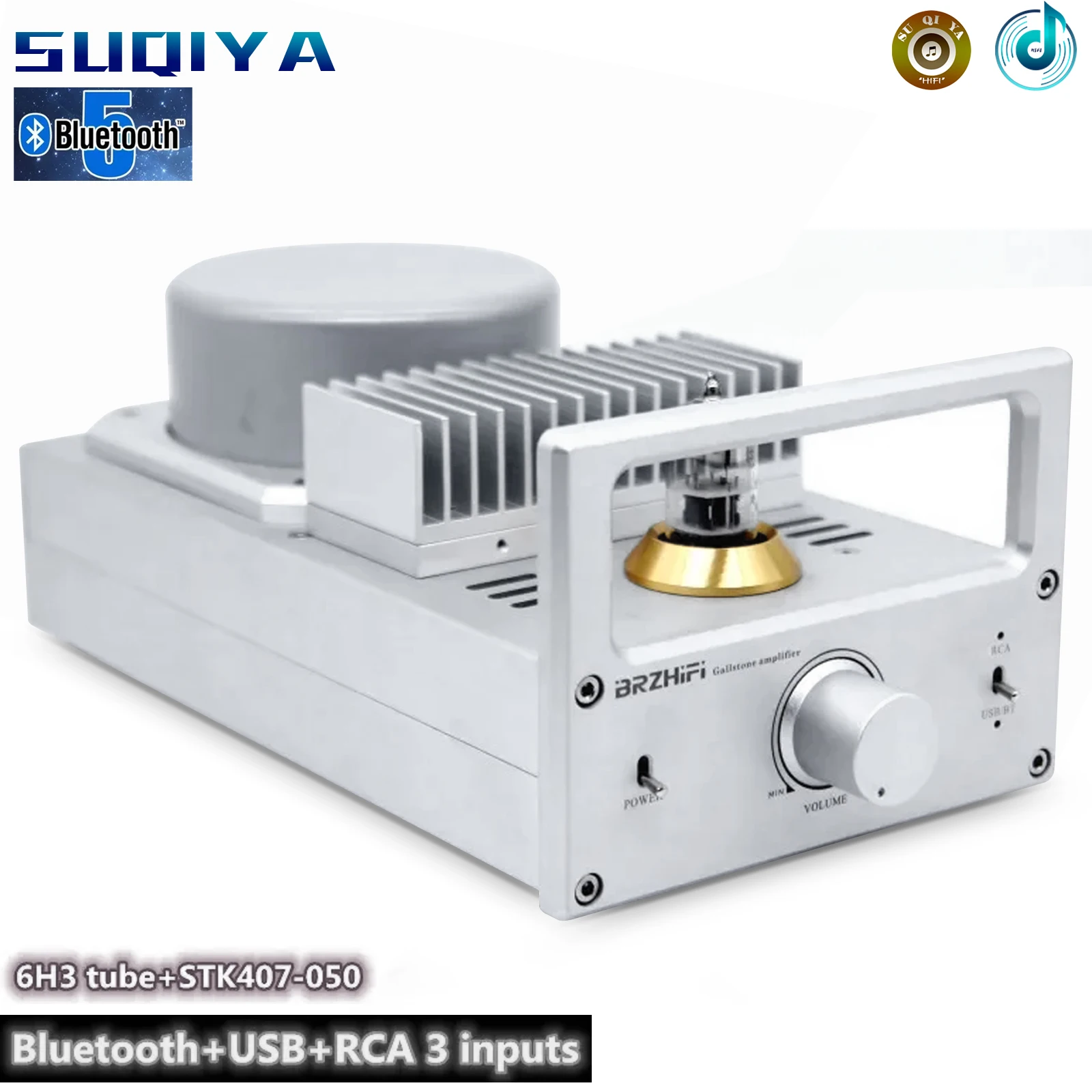 

QCC3034 Bluetooth 5.0 + 6H3 tube + STK407-050 Sanyo Thick Film AC220V 2X40W 2.0 Channel Audio amplifier For Home Theatre