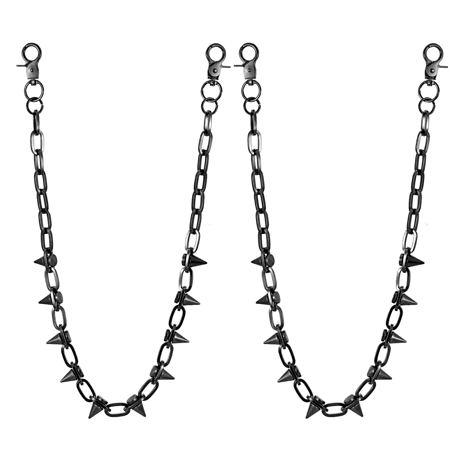 2개입 펑크 힙합 청바지 키체인 청바지 허리 체인 스트리트웨어 고스 리벳 바이커 액세서리 남녀 공용