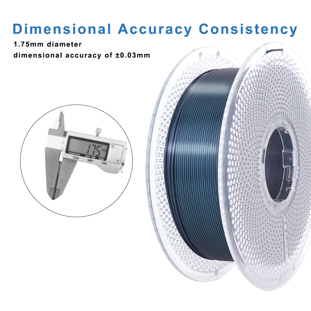PLA 3D 프린터 필라멘트 1.75mm, 실크 광택 PLA 필라멘트, 스파클 실크 PLA, 그라데이션 듀얼 컬러 체인지(투컬러 블랙 그린, 1kg)