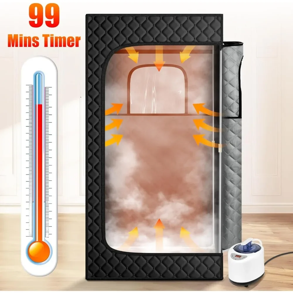 Sauna Box, Portable Steam Sauna, Portable Sauna for Home, Sauna Tent with 2.6L Steamer, 9 Levels, 2.6’ x 2.6’ x 5.9’ 2