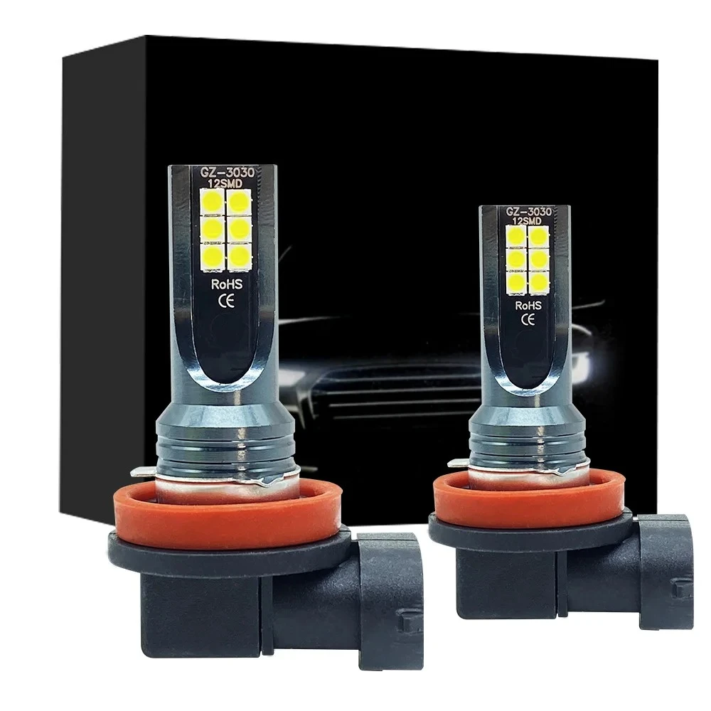2Pcs H8 H9 H11 LED Car Fog Light Bulbs DRL Motorcycle Headlight Lamp Auto Driving Headlamp 3000K 6000K 12000K 12V 24V 80W