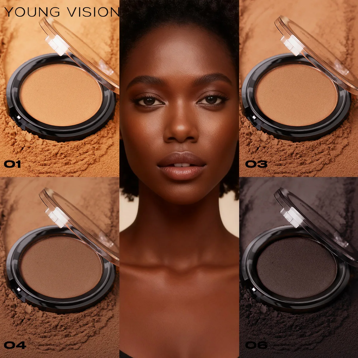 Matte Contour Powder Palette Long-Lasting Bronzer & Highlighter Makeup Kit for 3D Face Shaping