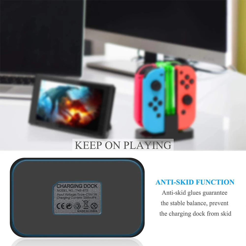 Controller Charger Dock Controller Charging Base Nintendo Switch Charger Switch Charger Controller Charger Nintendo Charger For Nintendo Switch 4 in 1 Controller Charger LED Indicator Charging Dock Station Nitend for Nintendoswitch NS OLED Accessories
