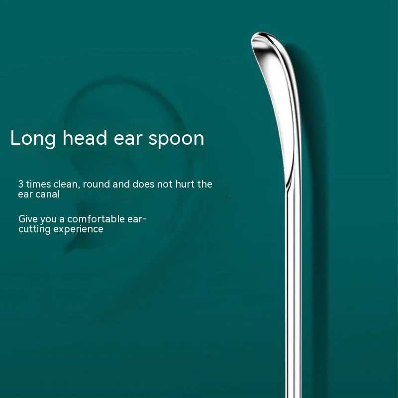 Description Picture 5 of item6Pcs Ear Digging Spoon Set Long Head Spiral Spring Ear Spoon Easy Clean Stainless Steel Portable Ear Care Cleaning Tools Set