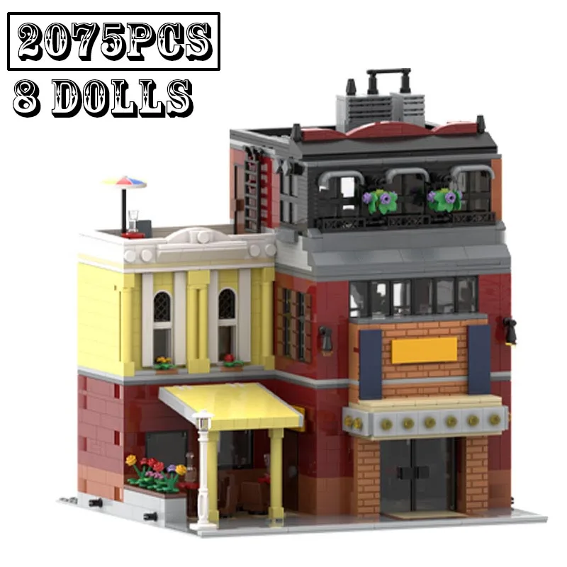 

In Stock New MOC-140013 coffee shop City Street View Modular Fit 10312 Building Blocks Bricks Educational Toys for Birthday Gift