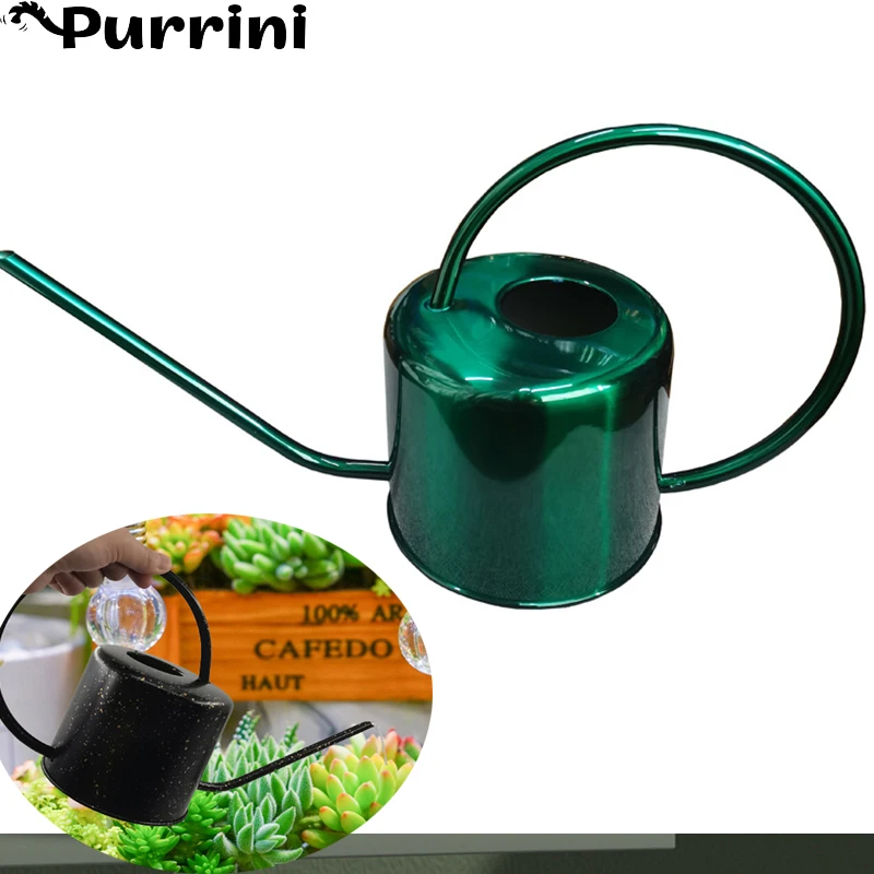1.3L Watering Can Metal Garden Stainless Steel for Home Flower Water Bottle Easy Use Handle for Watering Plant Long Mouth