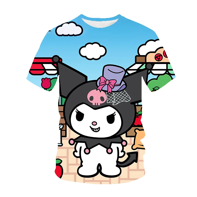 Camiseta Anime Hello Kitty infantil, tops de desenhos animados para meninos  e meninas, manga curta, tops teesi de verão feminino Sanrio - AliExpress