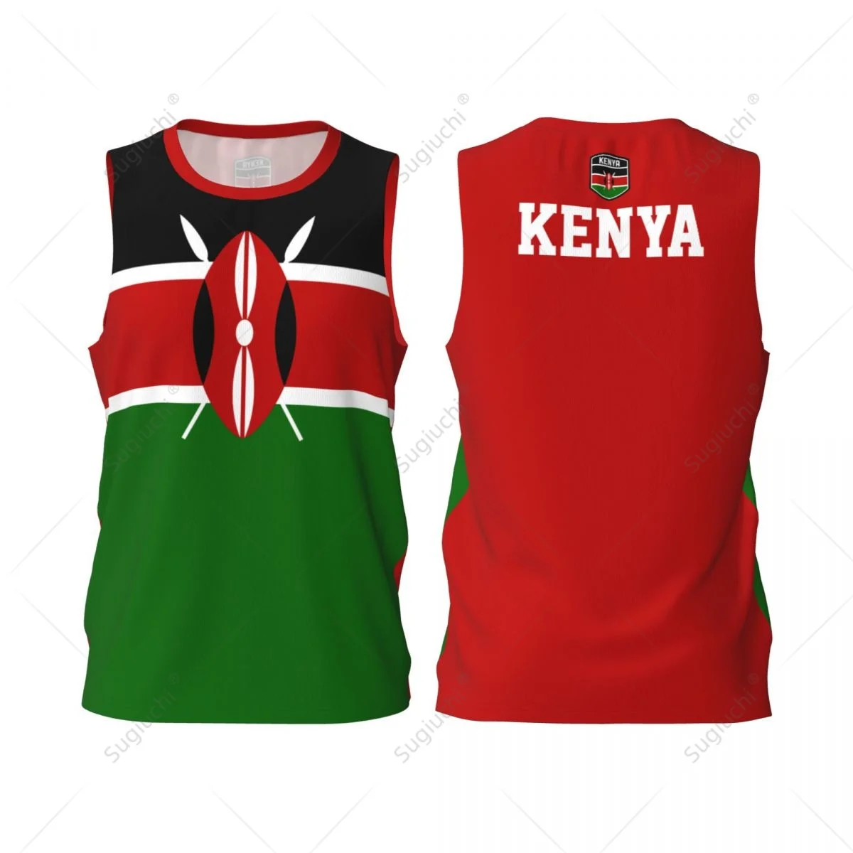 thumbnail image 1 of Camiseta deportiva de baloncesto para hombre con la bandera de Kenia, para correr, fitness, multifunción, sin mangas, con nombre personalizado exclusivo, 1 of 5