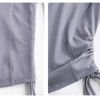 DRUR 2 pièces ensemble de Yoga pour les femmes avec manches longues côté cordon haut de sport et pantalons de survêtement costume automne course tenues de gymnastique S-3XL 5