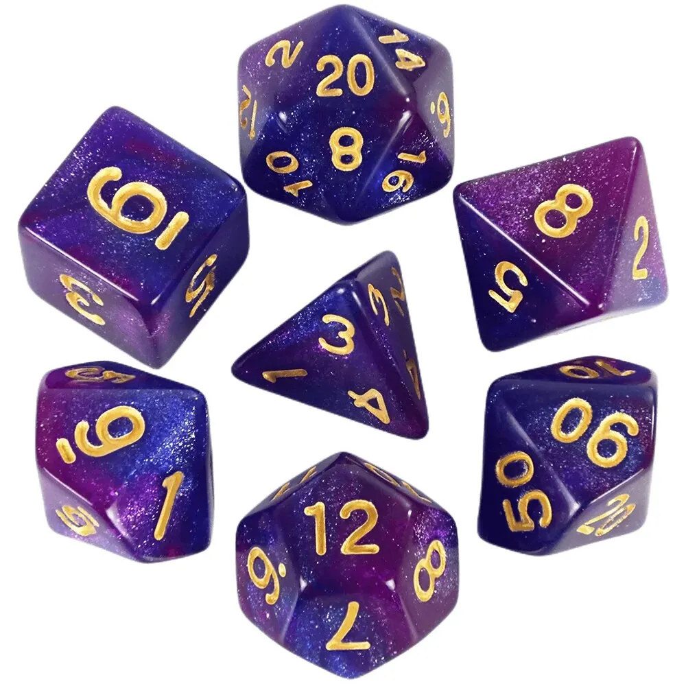 Dice Set Board Games Roll Dice Galaxy Theme Polyhedral Set Amazing Colourful Universe Effect For DND Accessories dice set