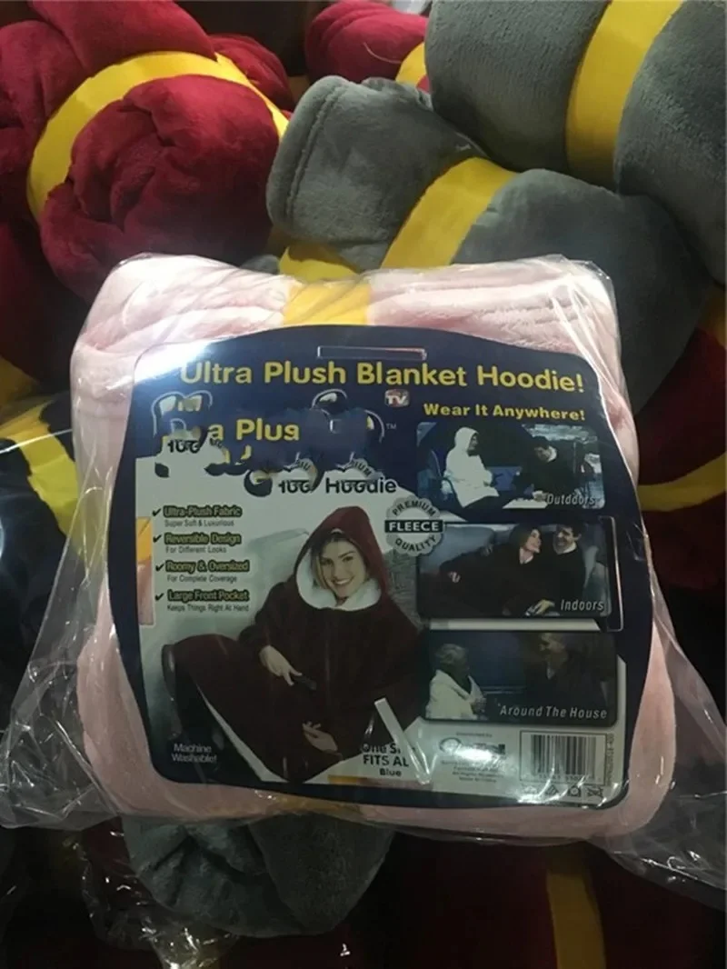 Huggle هوديي TV جديد كسول الشخص العلوي بطانية التلفزيون في الهواء الطلق مقاومة البرد الصوف الدفء الملابس مقنعين دافئ صالح ملابس المنزل