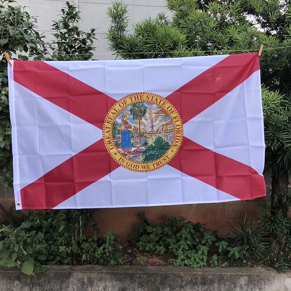 Z-One Bandiera 3 X5Ft Bandiera Della Florida 90 X150Cm Poliestere Di Alta Qualità Appeso Us Usa State Florida Flag Indoor Outdoor Home Decoration
