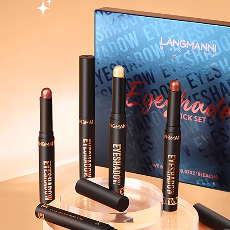 Eyeshadow Stick Eye Shadow Stick Eye Shadow 8PCS Neutral and Brown Metallic Eyeshadow Stick Pencil Crayon Set-Long-Lasting, Pro Waterproof, Satin Finish,16 Vibrant Colors