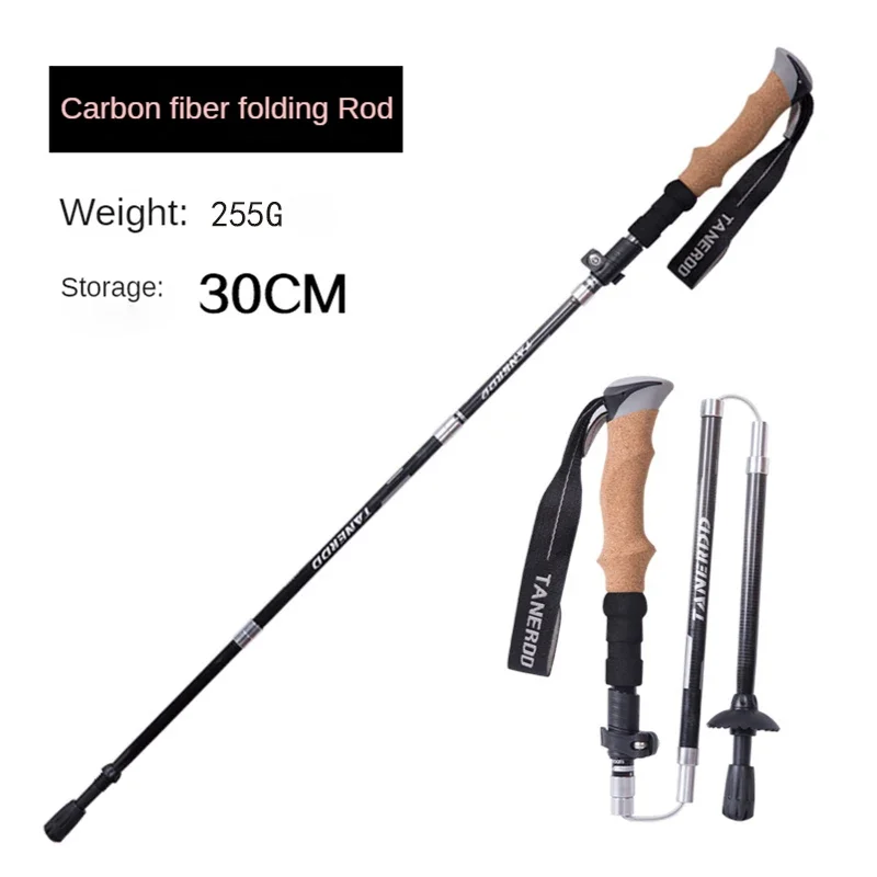 

Mountaineering Walking Aluminum Pole Stick Outdoor Trekking Folding Ultra-light Wooden Telescopic