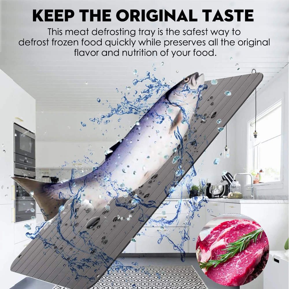 Defrosting Tray Dishwasher Safe Large Thawing Plate with Drip Tray Set Non-Stick Coated Thawing Board For Frozen Meat and Food, defrosting tray
