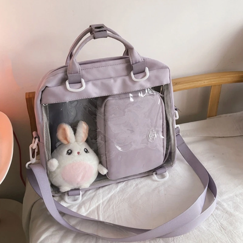 

Рюкзак JK в стиле Харадзюку, сумки для женщин и девушек, вместительные нейлоновые сумки-мессенджеры из ПВХ, прозрачные сумки через плечо, сумка через плечо