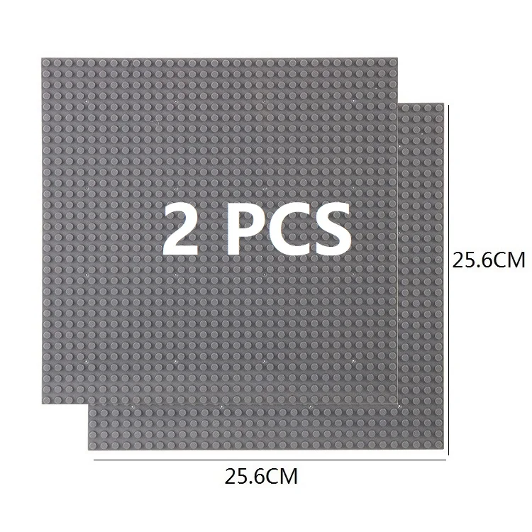 Set of 2 Classic Building Baseplates - Large Plastic Construction Block Bases