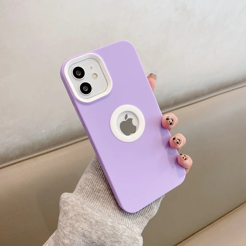 Luxury Soft Silicone Contrasting Candy Color Phone Case with Logo Hole