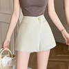Korean Style Fashion Button High Waist Women Shorts Skirts 2025 New Spring Summer A-line Suit Shorts Ladies Casual Culottes 2