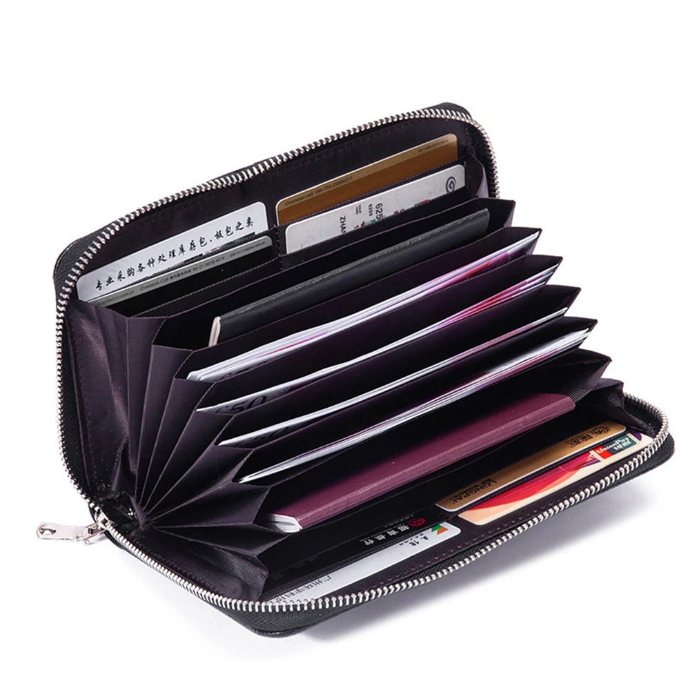 

Women's Long Zipper Wallet Large Capacity Genuine Leather Wallets Fashion RFID Ladies Clutch Bag Credit Card Holder Coin Purses