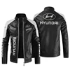 HYUNDAI Logo  Fleece Fur Leather Jacket Men Winter Fashion Zipper Straight Hem Formal Casual Coats Bomber Leather Jacket 2