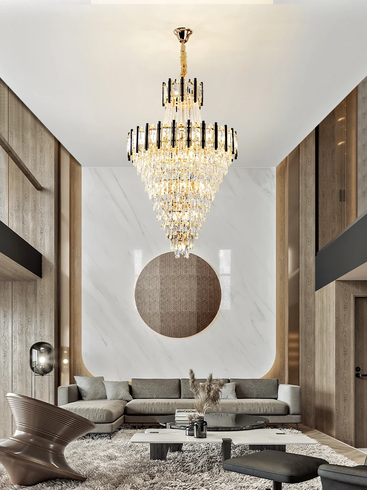 

Modern Lustre Crystal Lamp Big Hall Living Room Chandelier Decor Chandelier For Dining Room Staircase Hanging Light Luminaire