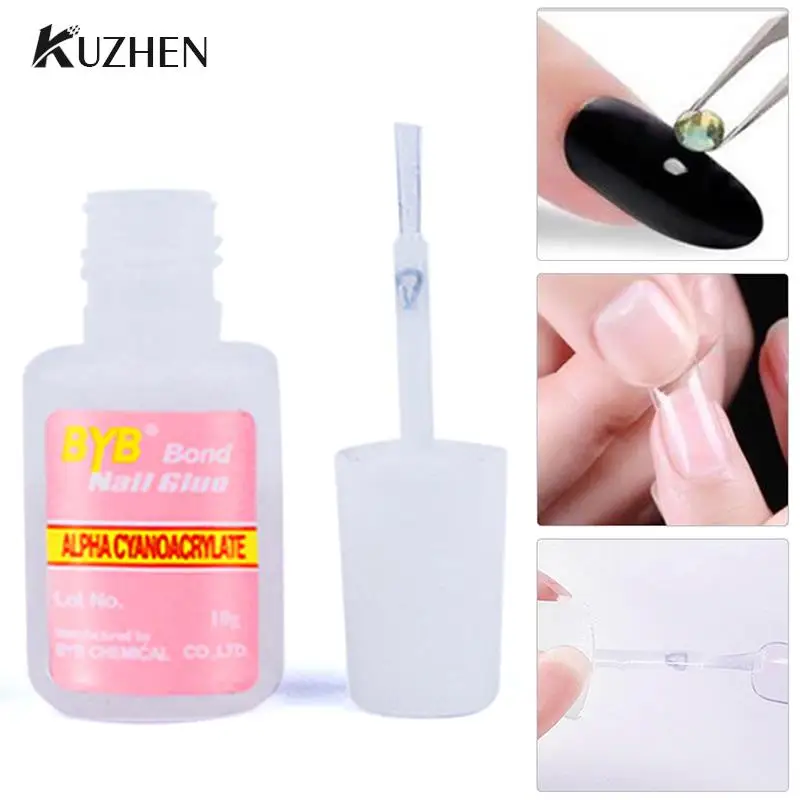 Nail Glue 10g Nail Glue Applicator Brush Fake Nails Clear Strong Glue Manicure Fast Drying False Tips