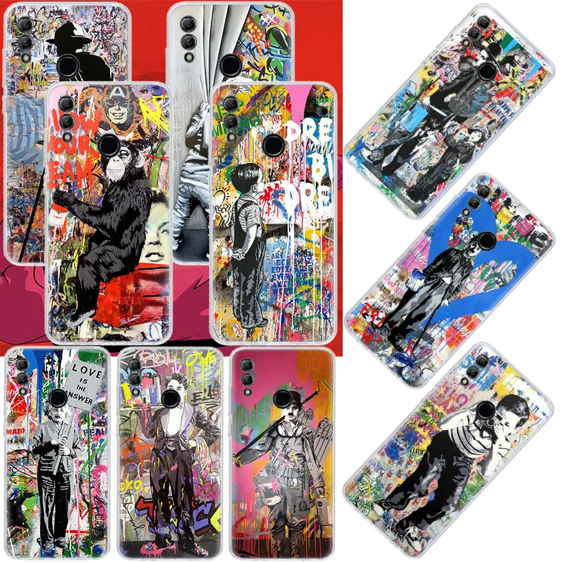 Custodia Per Telefono Astratta Banksy Graffiti Art Per Huawei Honor 50 20 Pro P Smart Z 2021 Y5 Y6 Y7 Y9 10I 9 Lite 9X 8A 8S 8X 7S 7X 7A Co