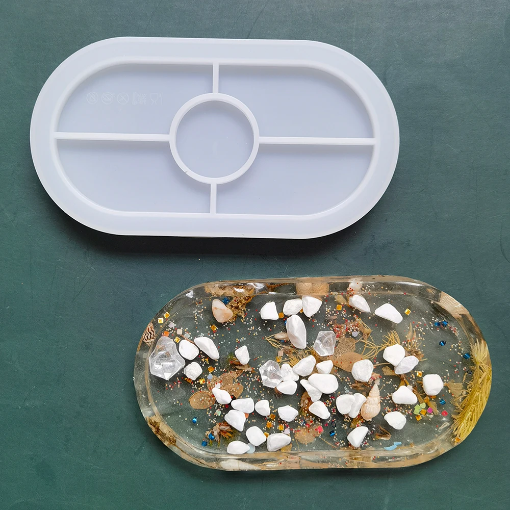 DIY 멀티 사이즈 타원형 컵 쿠션 실리콘 몰드 에폭시 수지 몰드 보관함 만들기 홈메이드 공예 책상 장식 주조 도구
