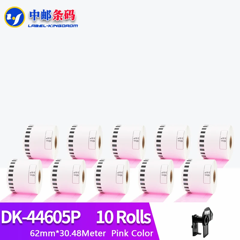 

10 Rolls Pink Brother Generic DK-44605 Label Continuous Compatible for QL-570/580/700/710/720NW Label Printer DK-4605 DK44605