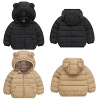 New Winter Down Warm Jackets Autumn Fashion Baby Clothes Kids Thin Hooded Cotton Coats Girls Boys Cute Solid Outerwear 2-6 Years 2