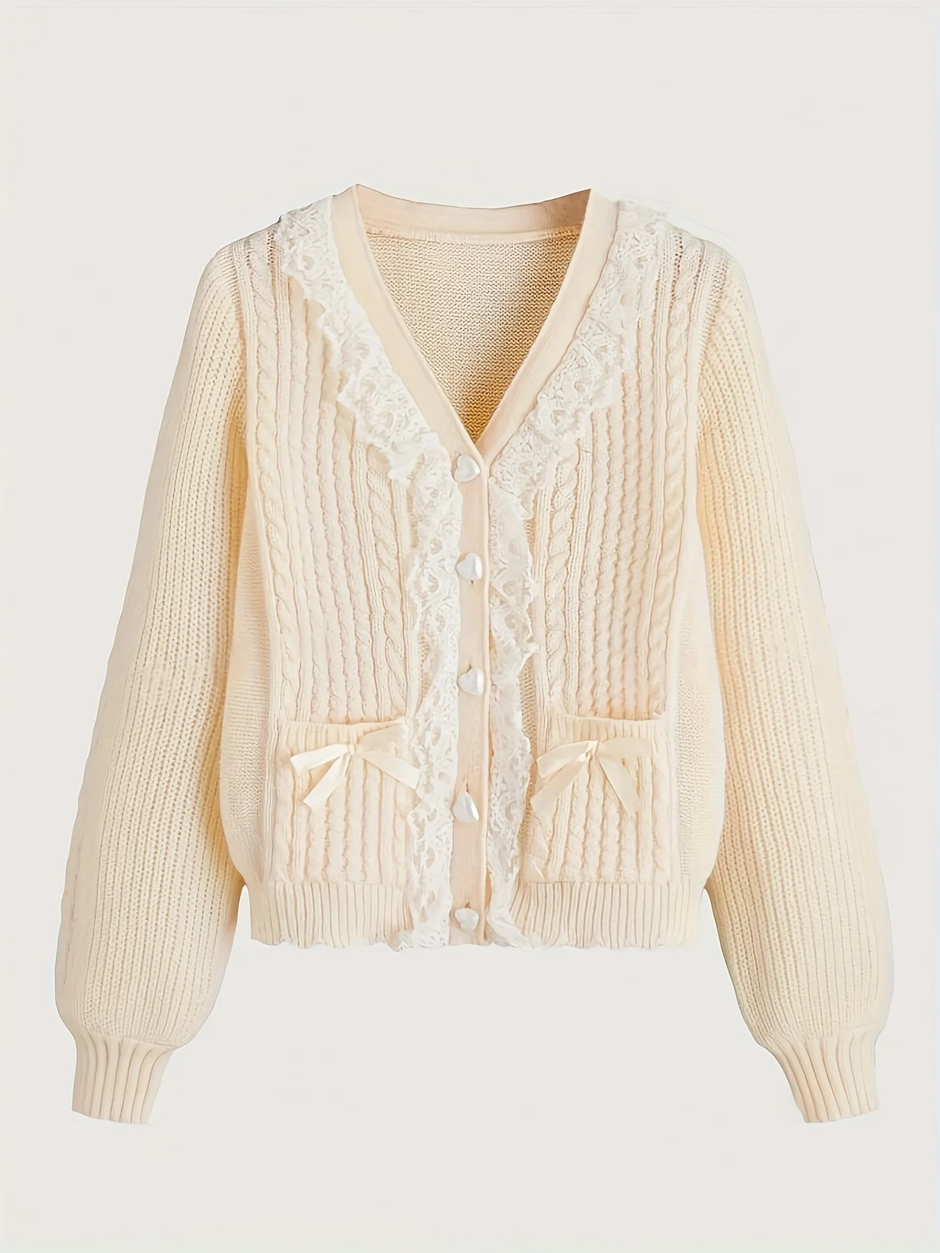 Lace V-Neck Button-Up Cardigan