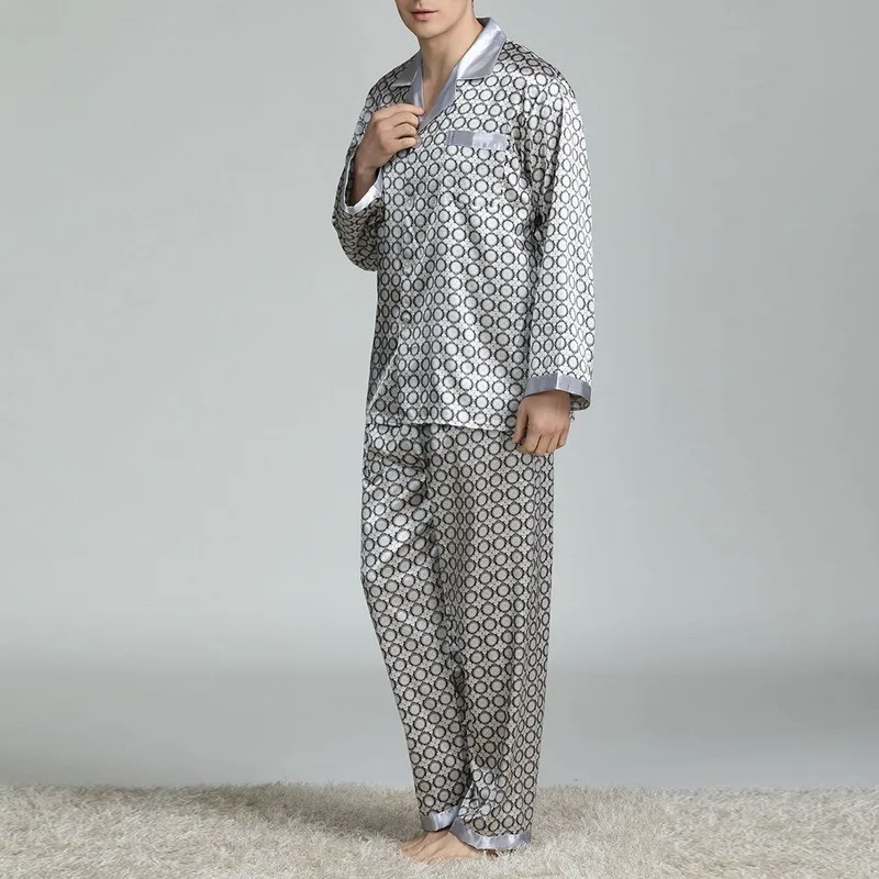 Mens Designer Pajamas for Men Nightwear Long Sleeve Sleep Tops Trousers Thin Ice Silk Pajamas Men Sleepwear Set Pijama Set best silk pajamas