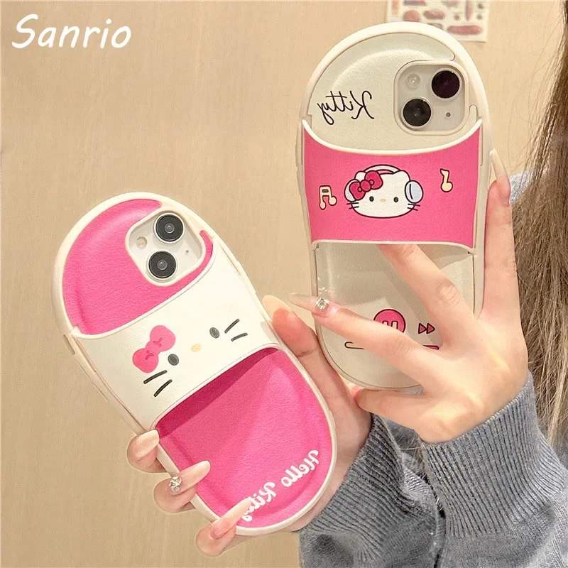 

Sanrio Hello Kitty Cute Phone Case Suitable for Iphone15ProMax/14Pro/13Pro/11/12 Creative Quirky Slippers Shape Protective Case