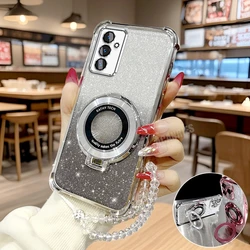 Clear Chain Luxury Ring Holder Plating Silicone Shockproof Case for A05S (FS CXSJS Silver)