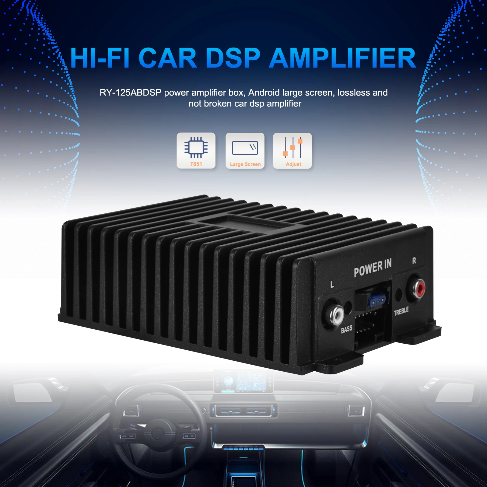 Podofo HIFI 전문 DSP 앰프, RY-125AB 오디오 스테레오, 자동차 또는 가정용 비디오 시스템용 고음질 전력, 4x80W