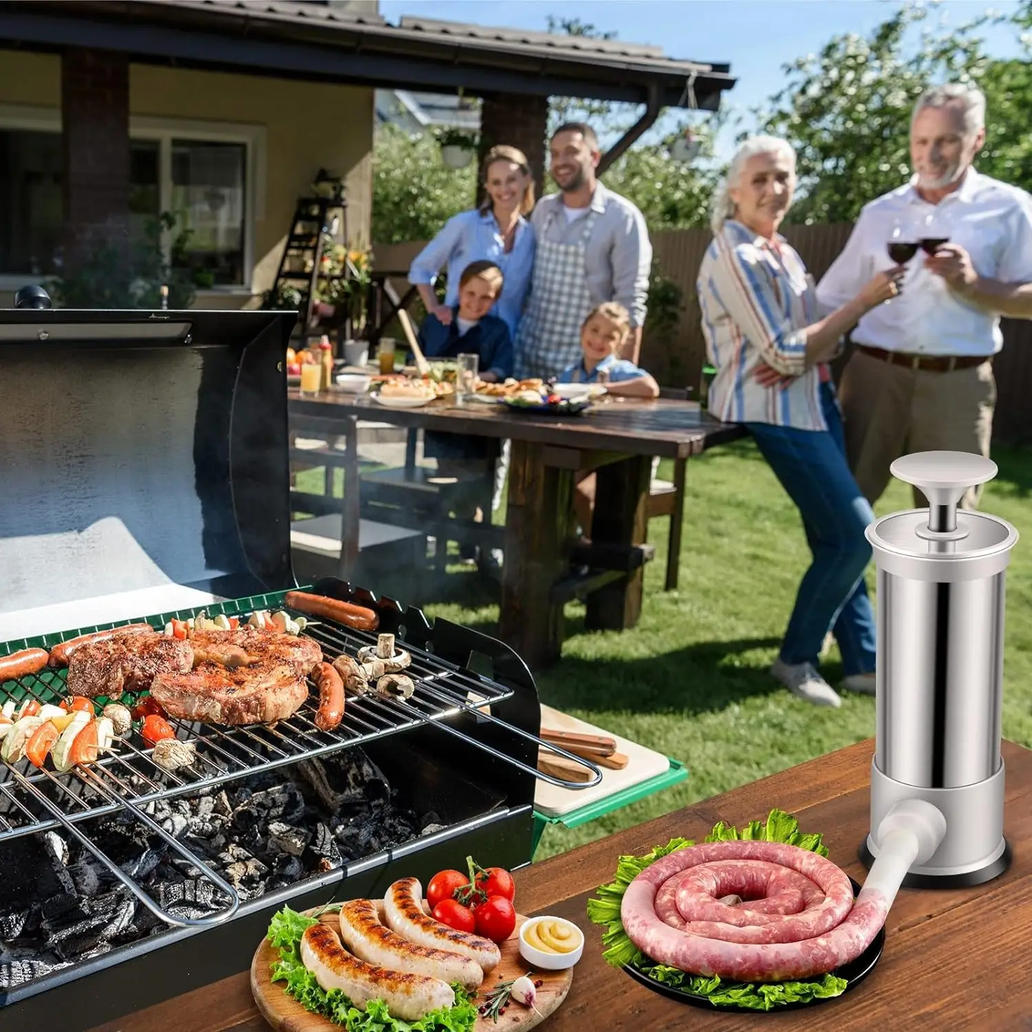 Stainless Steel Sausage Meat Stuffer Vertical Sausage Maker Homemade Kitchen Meat Maker Tool Filler sausage stuffer