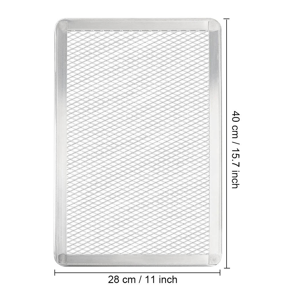PizzAtHome Rechteckiger 11-Zoll-Pizzasieb, nahtlose Pizzapfanne aus Aluminiumgeflecht, Backform, rechteckiges Zubehör für Pizzaofen