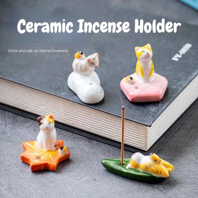 

5 шт., керамические подставки для благовоний в виде кота