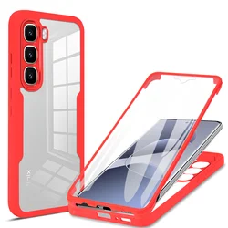 New Shockproof 360° Full Cover Armor Case with Screen Protection for Infinix Hot 60 (Red)