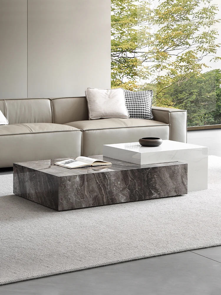 

The rock slab coffee table is simple and modern, the living room is a small apartment, the home Italian light luxury combination