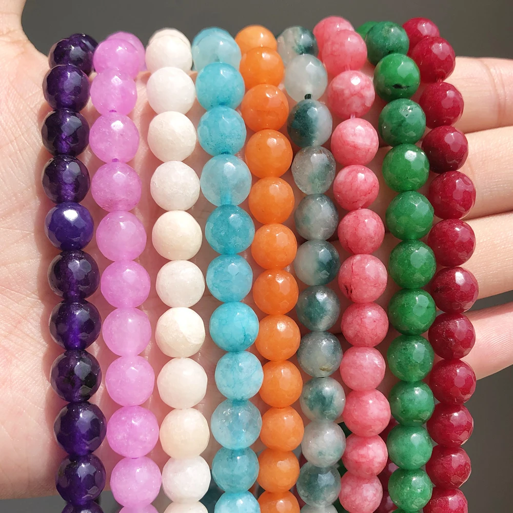 Natural Faceted Blue Stone Beads Round Loose Bead For Jewelry